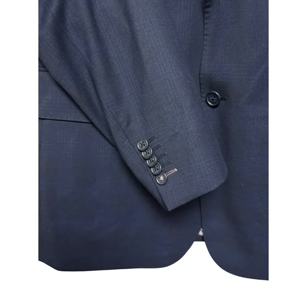 English Laundry Men's Suit Blazer Pants Navy Blue Lined Window Pane 42L 35W NEW